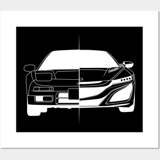 NSX White Outline Posters and Art